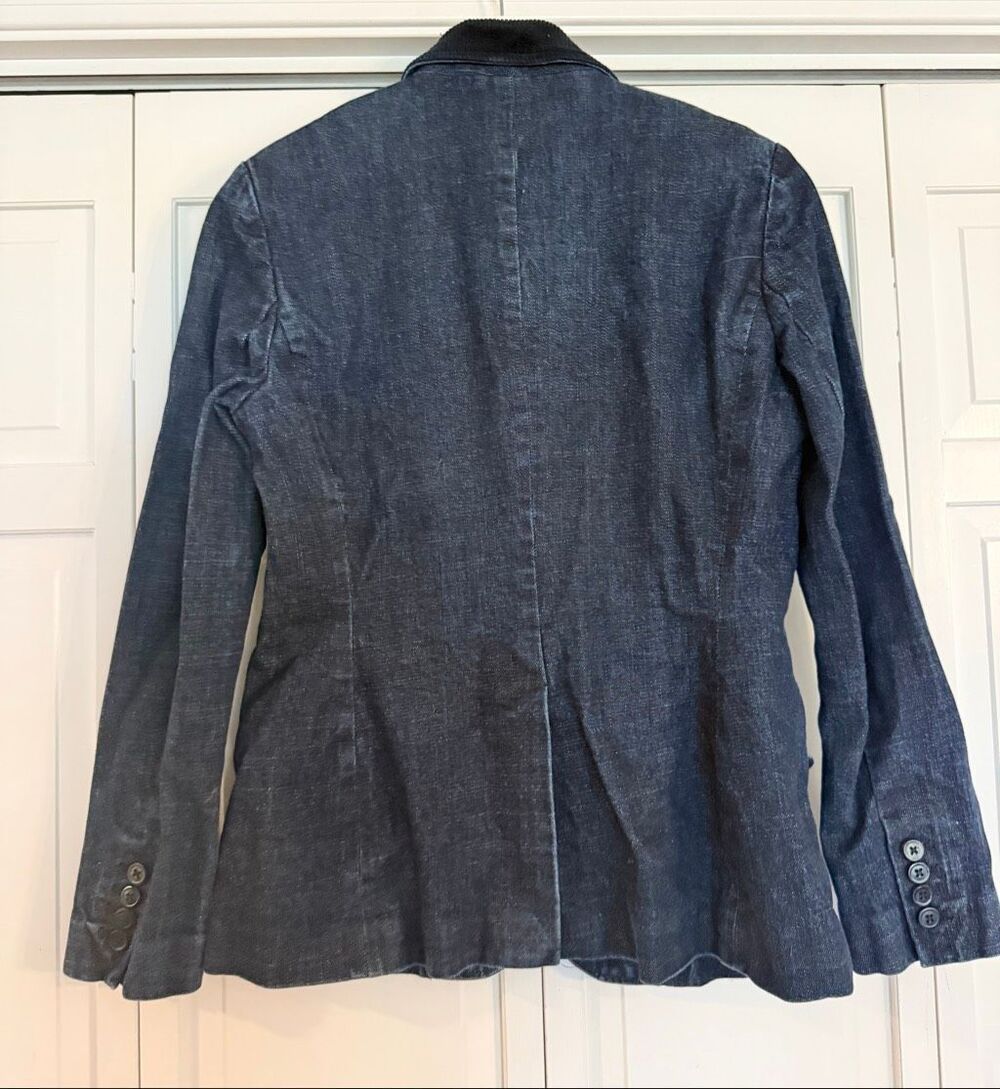 LRL Lauren Ralph Lauren denim blazer corduroy collar size 8 - Picture 4 of 6